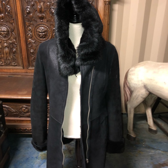 Shearling Coat with Hood - Picture 2 of 6